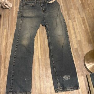 Men's Blue Washed Straight-Leg Jeans